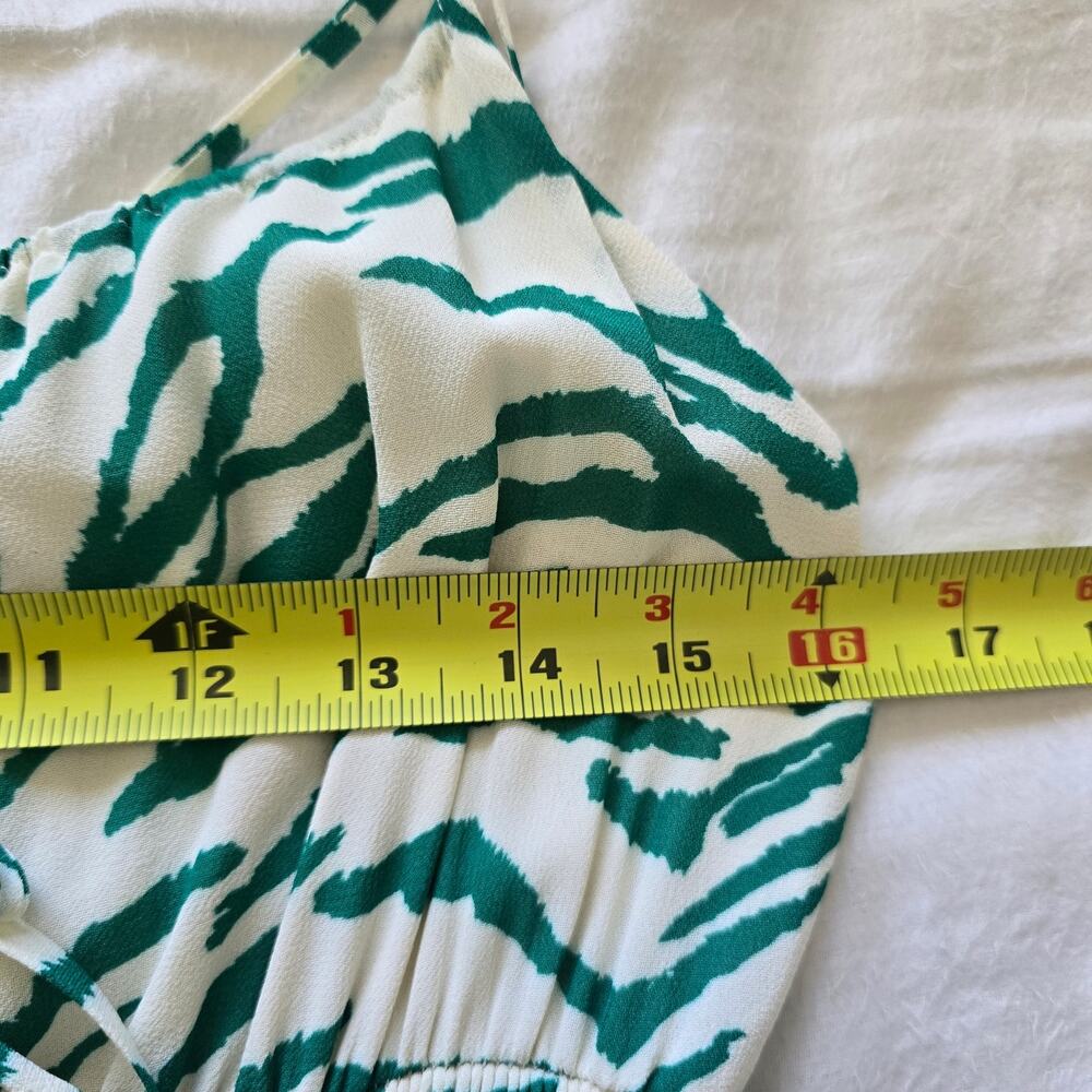 Reformation Bran Milkmaid Midi Dress Size 12 Kelly Green White Zebra Print - Picture 8 of 10